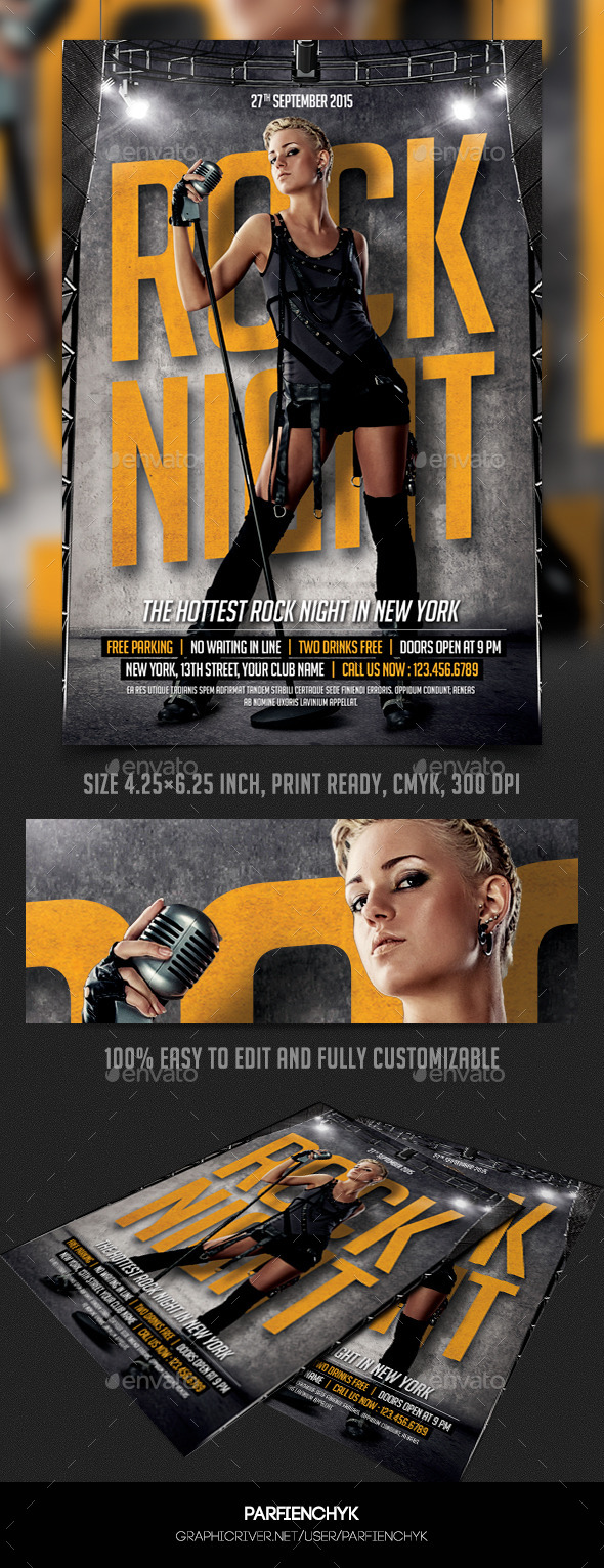 Rock Night Party Flyer Template - Events Flyers