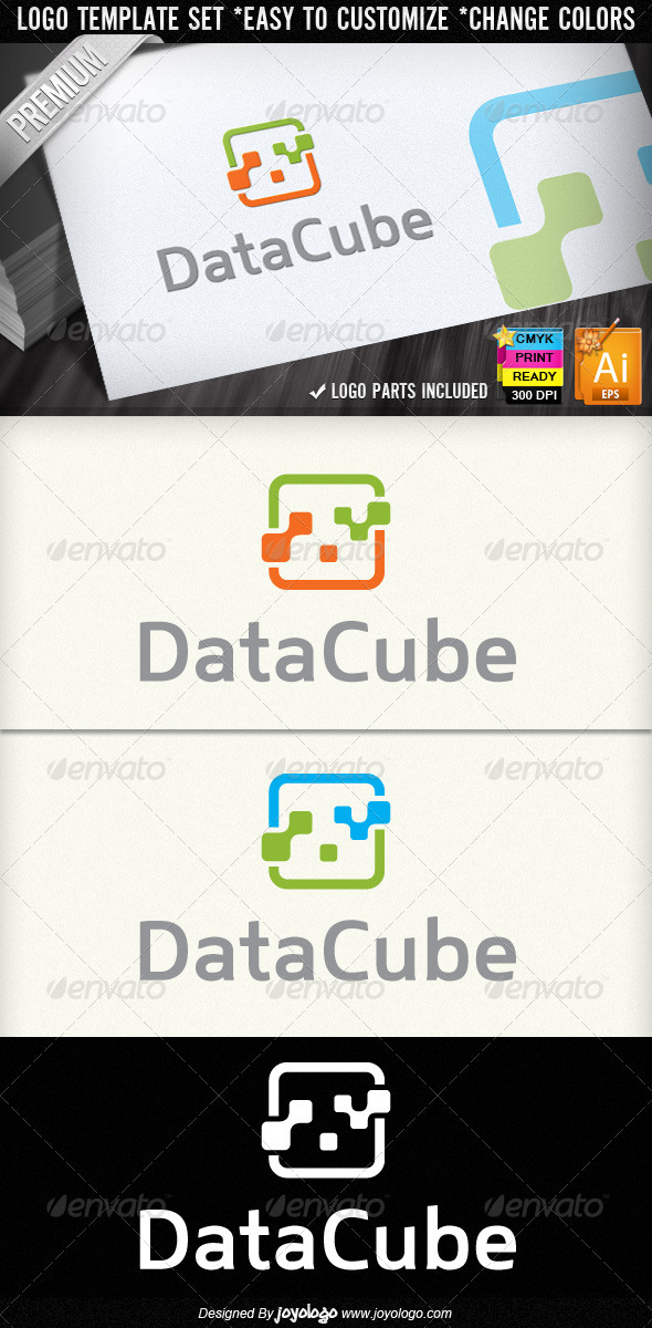 Data Cube Abstract Digital Electronics Logo Design