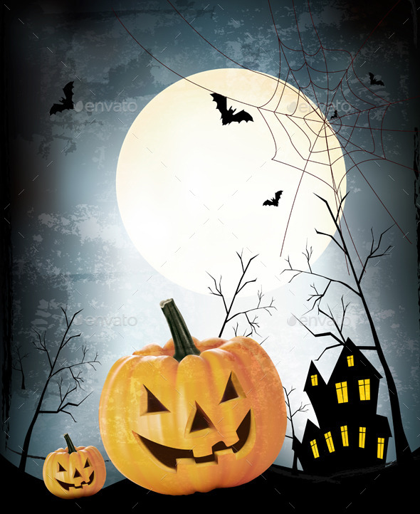 Halloween Party Background with Pumpkins - Halloween Seasons/Holidays