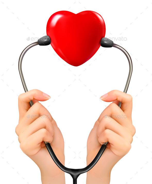 Medical Background with Hands and Stethoscope - Health/Medicine Conceptual