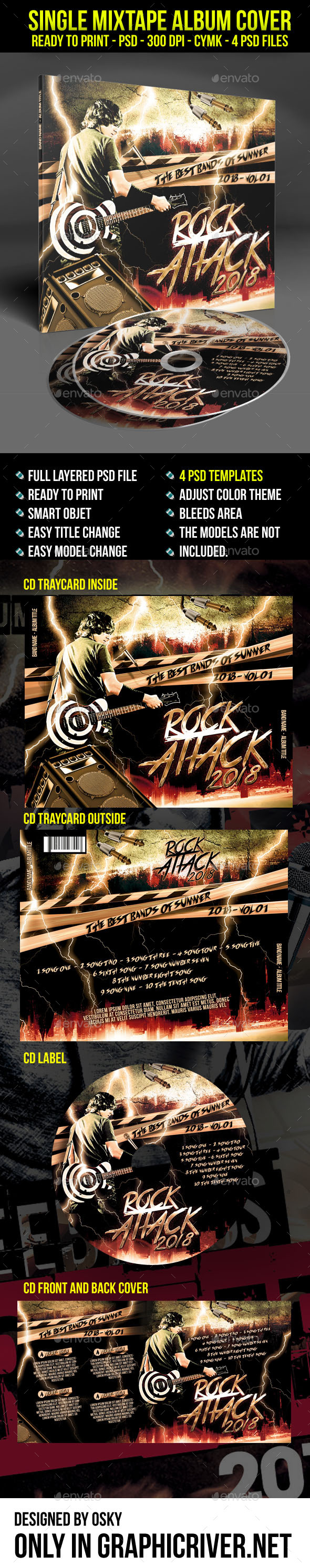Rock Attack Mixtape Cover - CD & DVD Artwork Print Templates
