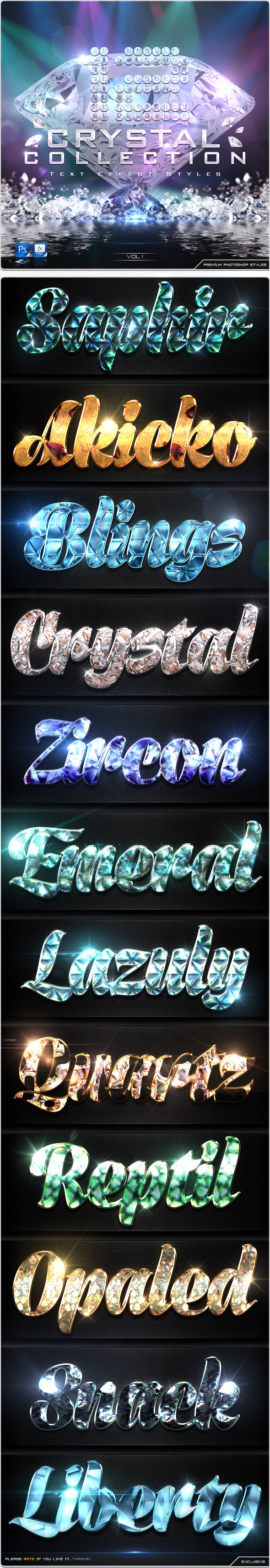 12 Crystal Collection Text Effect Styles Vol.1 - Text Effects Styles