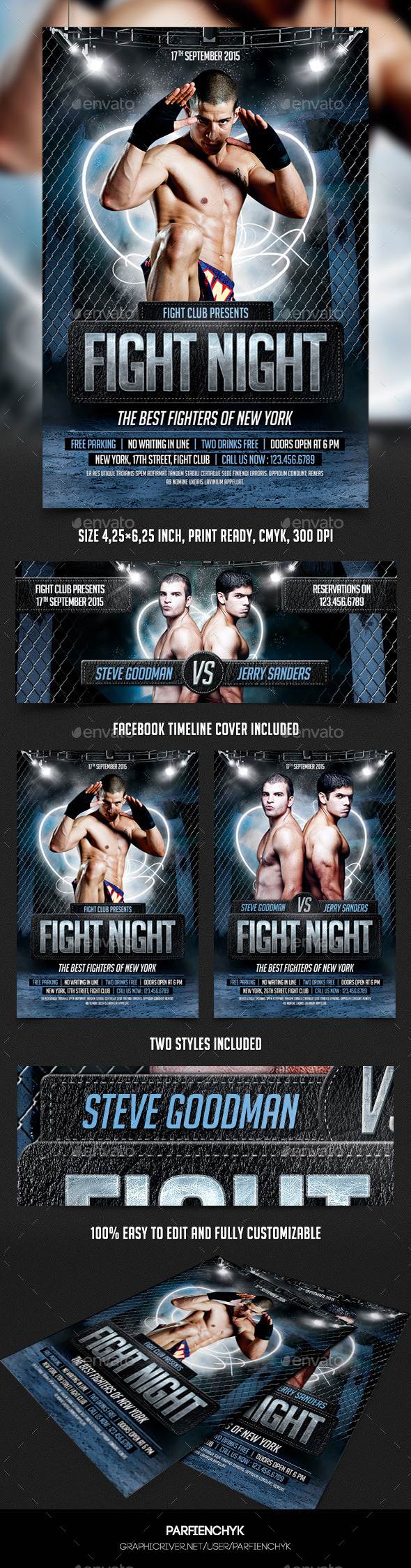 Fight Night Flyer Template - Sports Events