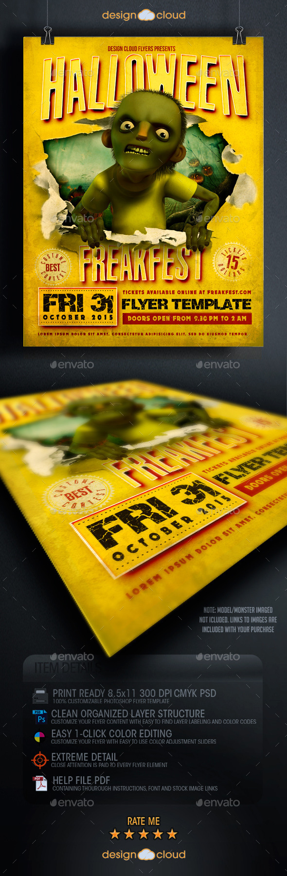 Halloween Freak Fest Flyer Template - Holidays Events
