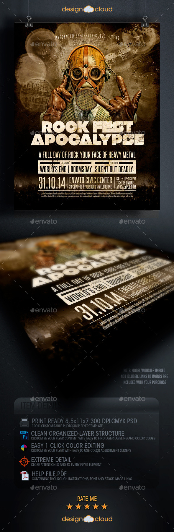 Rock Fest Apocalypse Poster Flyer Template - Concerts Events