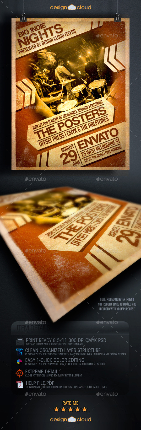 Big Indie Nights Poster & Flyer Template - Concerts Events
