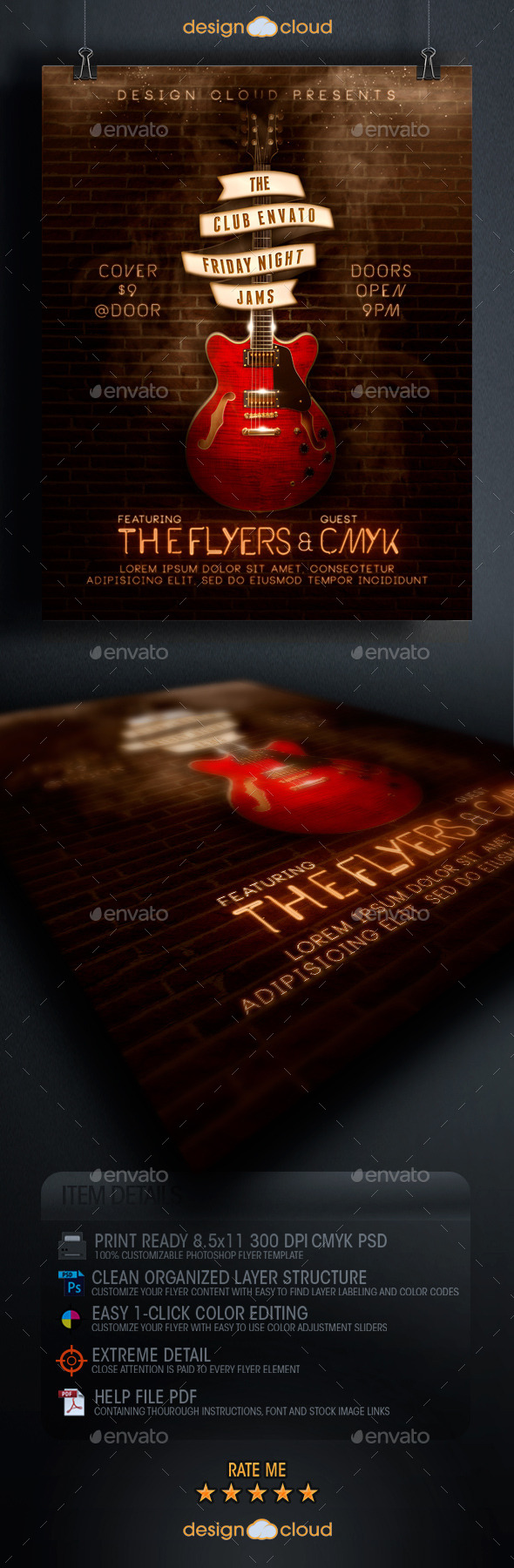 Friday Night Jam Flyer Template - Clubs & Parties Events