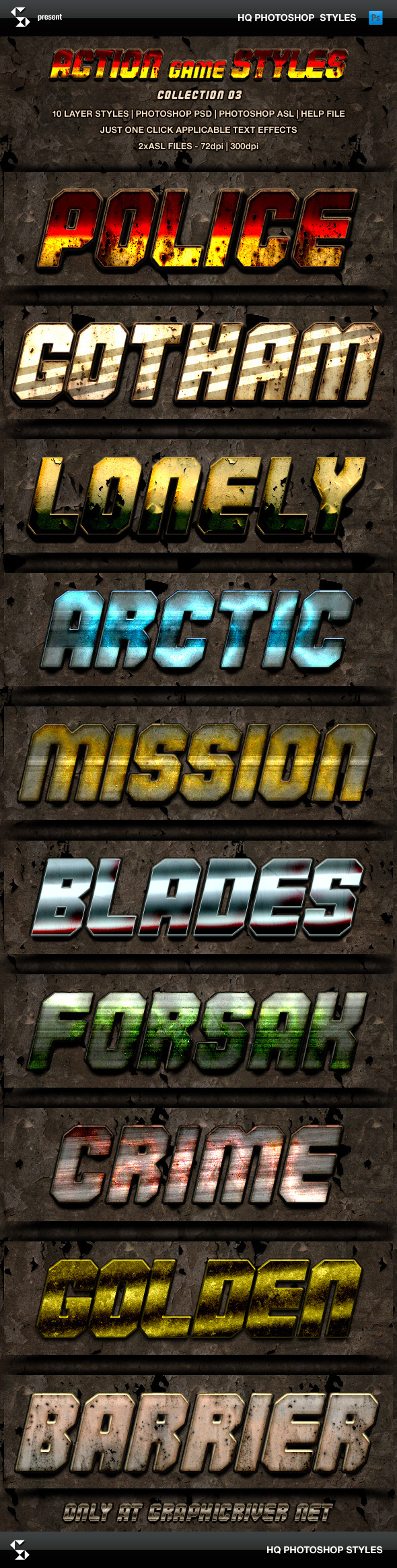 Action Game Styles - Collection 3 - Text Effects Styles