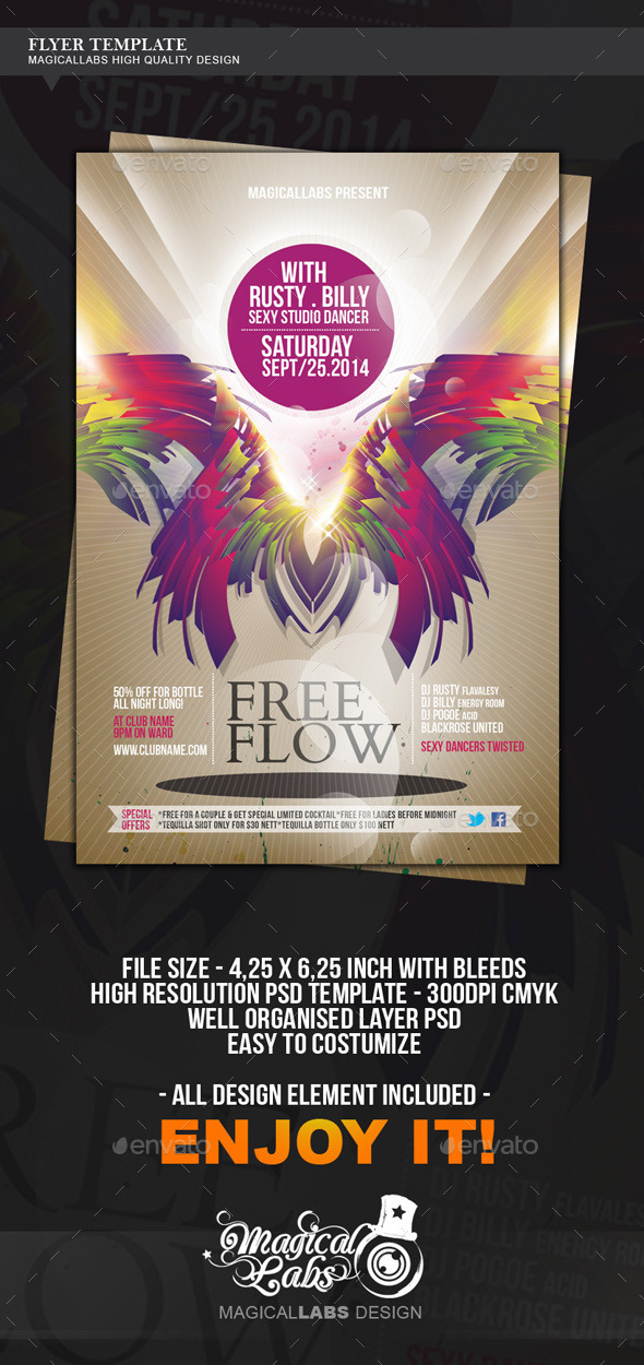 Free Flow - Flyer Template - Clubs & Parties Events