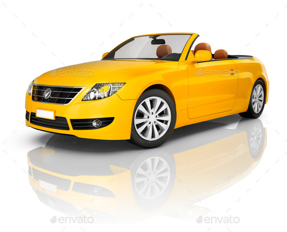 Orange Convertible Car - Stock Photo - Images