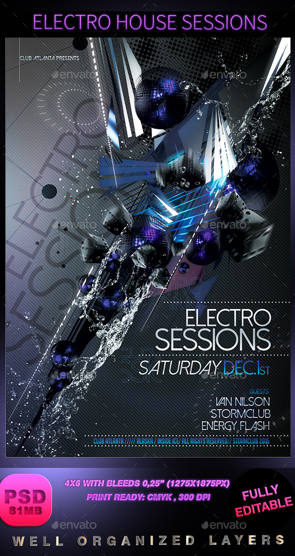 Electro House Sessions - Events Flyers
