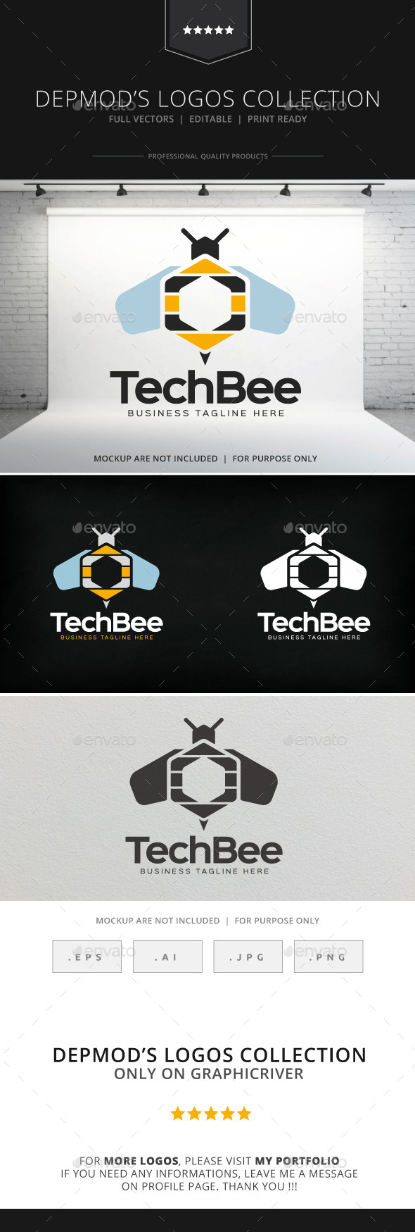 Tech Bee Logo - Animals Logo Templates