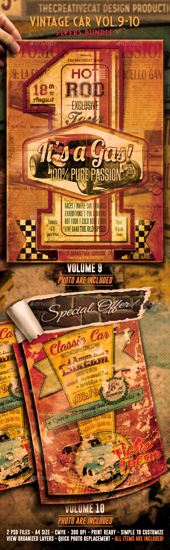 Vintage Car Flyer/Poster Bundle Vol. 9-10 - Events Flyers