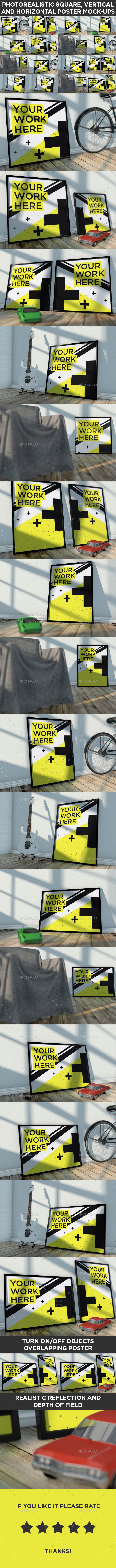 16 Realistic Poster Mock-Ups Vol.1 - Posters Print