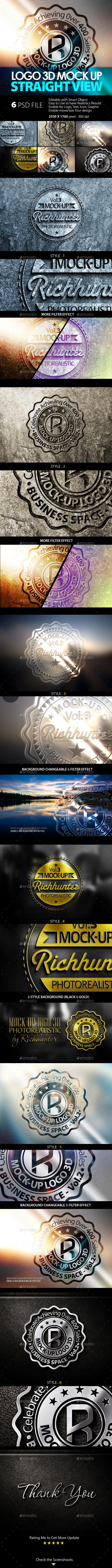 Mock-Up Logo 3D Straight View / Vol.3 - Product Mock-Ups Graphics
