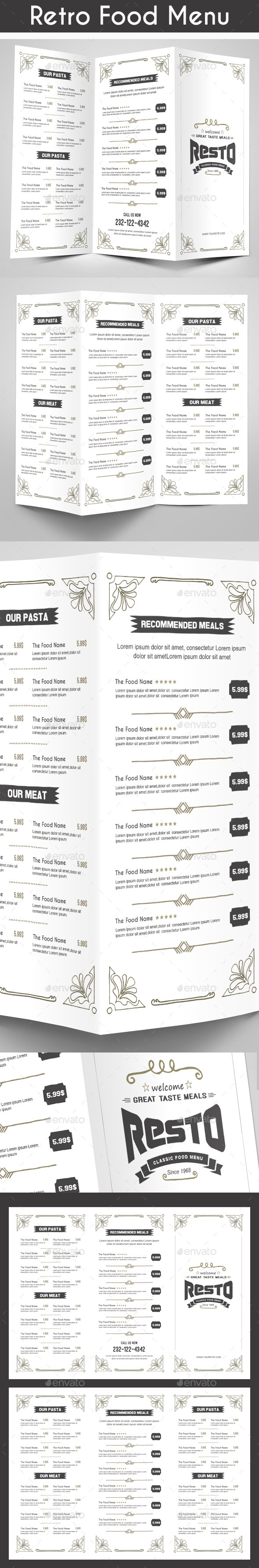 Retro Food Menu - Food Menus Print Templates