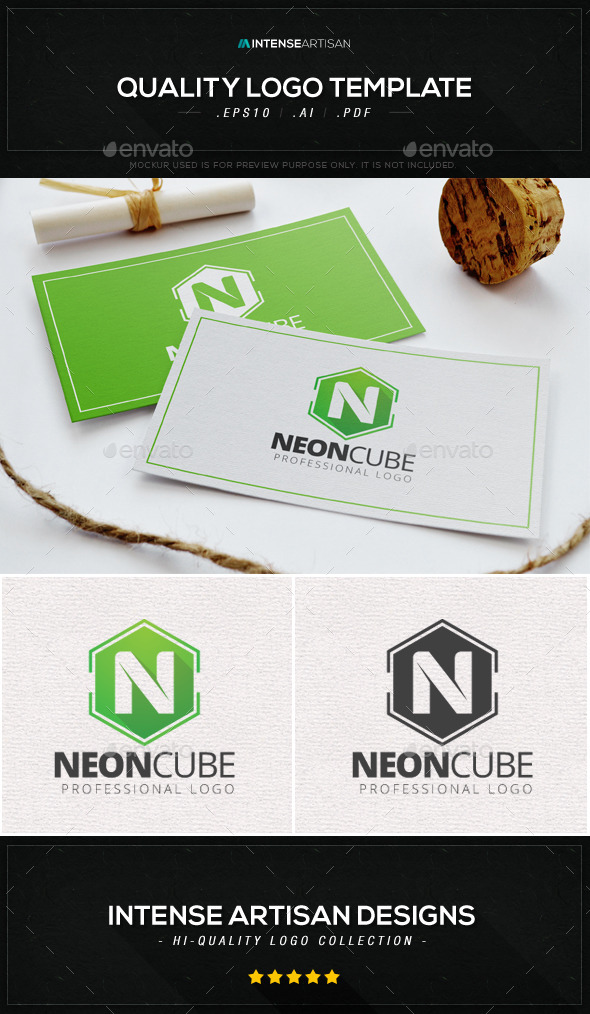 Neon Cube Logo Template - Letters Logo Templates