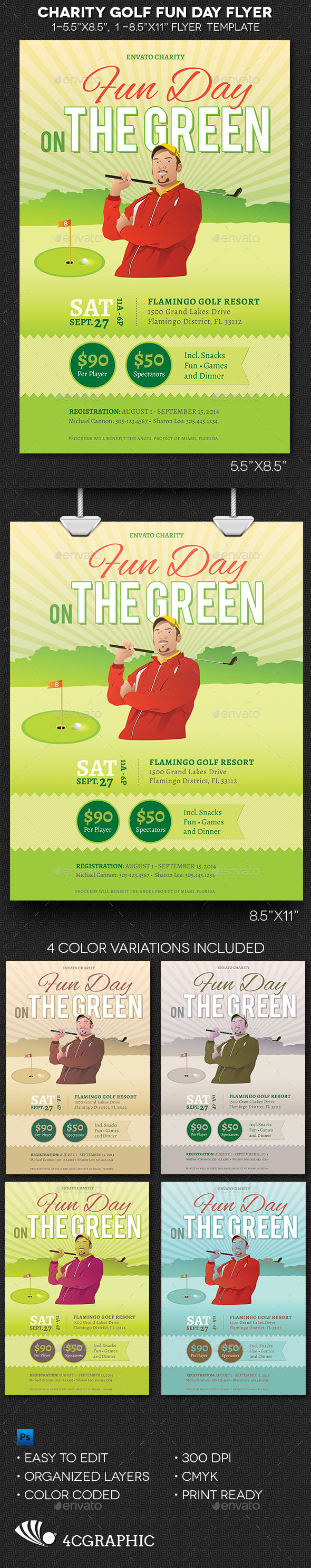 Charity Golf Fun Day Flyer Template - Sports Events