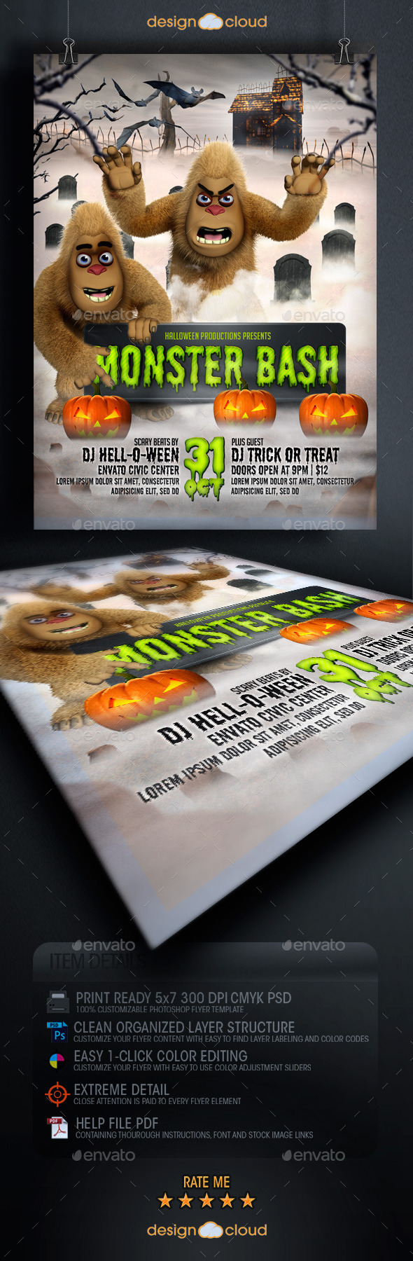 Halloween Monster Bash Flyer Template - Holidays Events