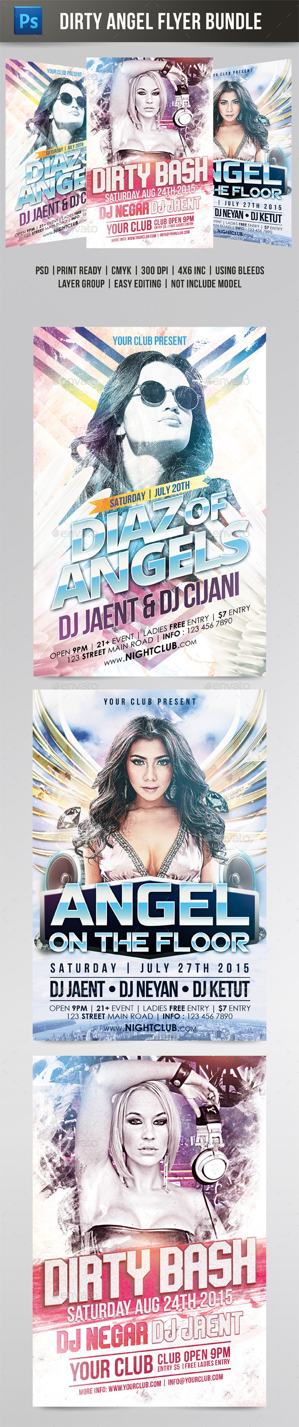 Dirty Angel Flyer Bundle - Clubs & Parties Events