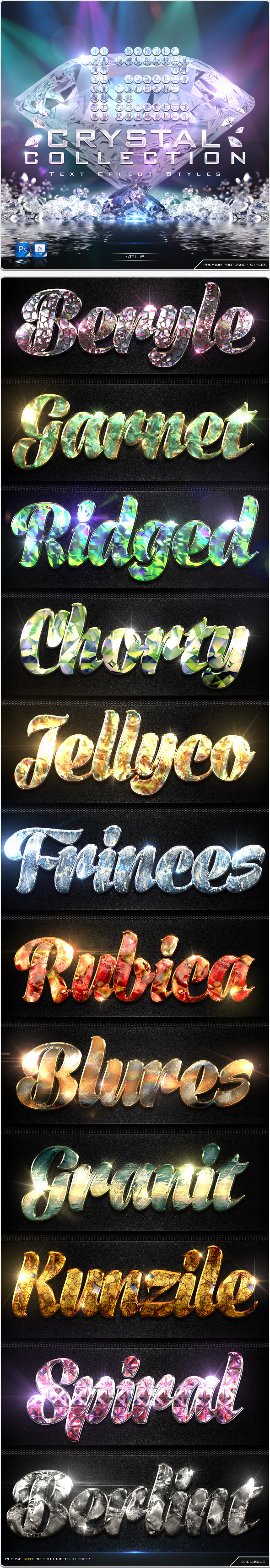 12 Crystal Collection Text Effect Styles Vol.2 - Text Effects Styles