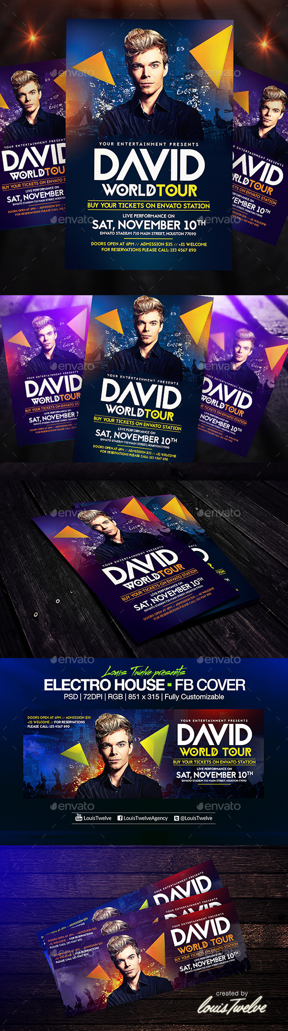 Electro House Flyer Template + FB Cover - Clubs & Parties Events