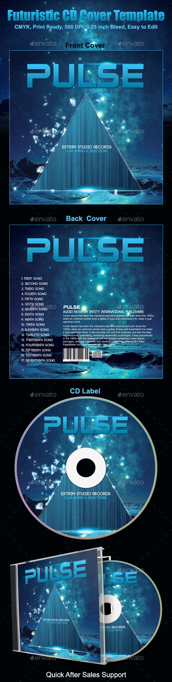 Futuristic CD Cover Template - CD & DVD Artwork Print Templates