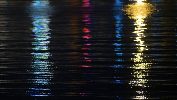 Boat On Sea And Reflected Lights On Sea Waves 3