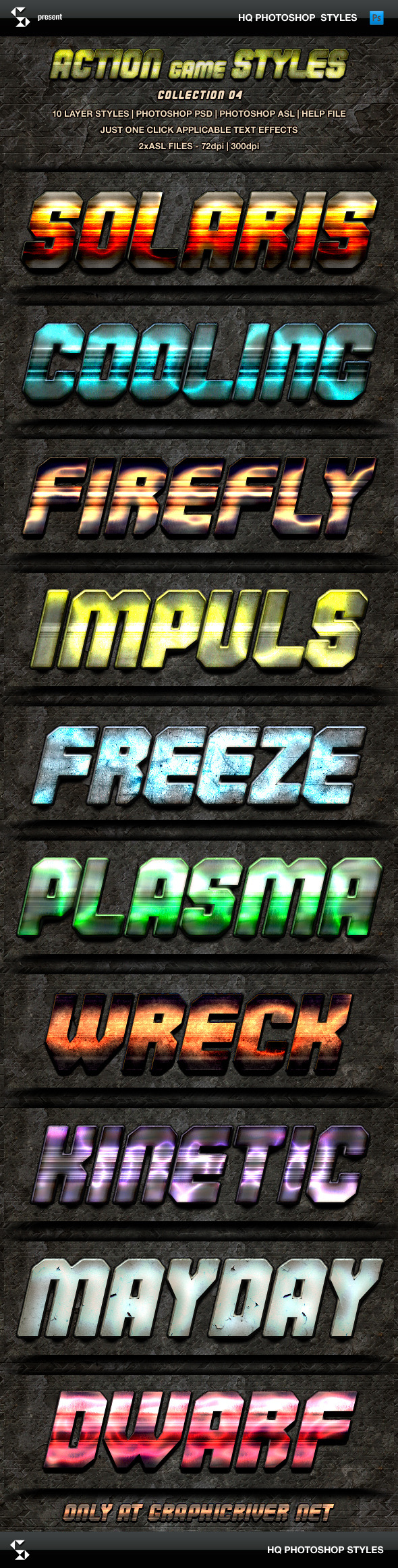 Action Game Styles - Collection 4 - Text Effects Styles