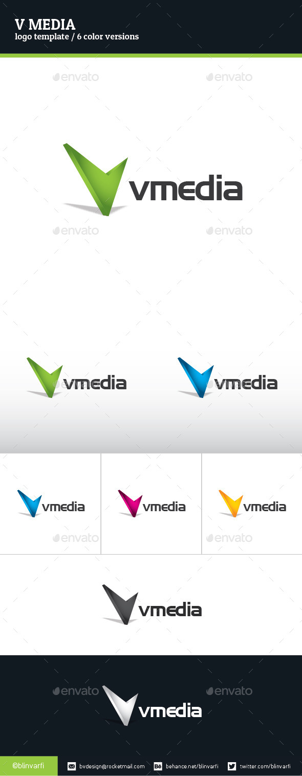 V Media Logo Template - Letters Logo Templates