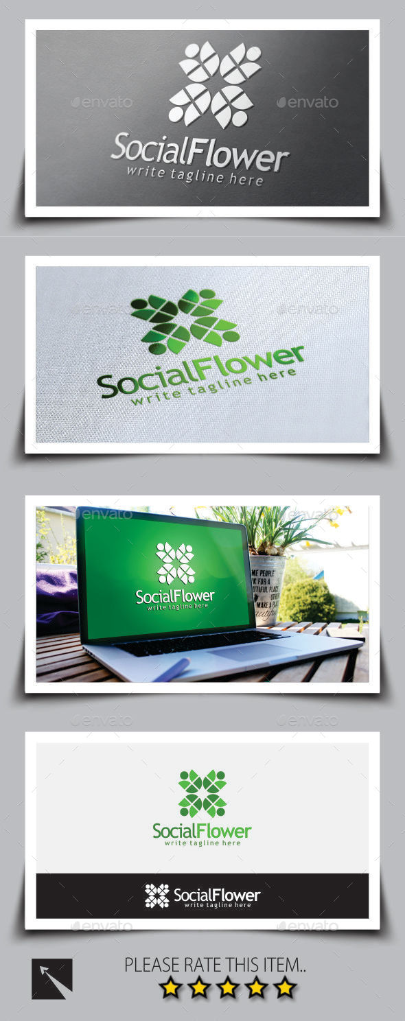 Social Flower Logo Template - Abstract Logo Templates
