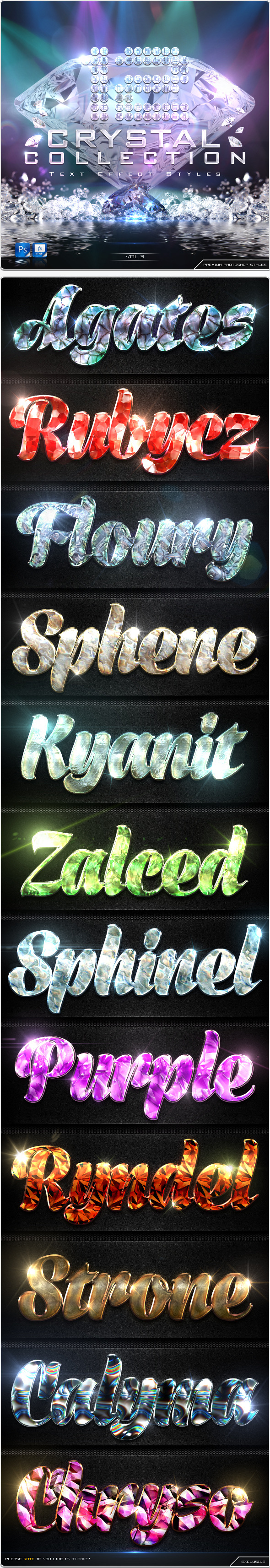 12 Crystal Collection Text Effect Styles Vol.3 - Text Effects Styles
