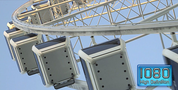 Ferris Wheel White Carriages Afternoon Blue Sky