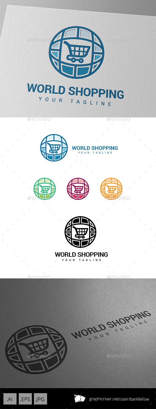 World Wide Online Shopping Market Logo - Abstract Logo Templates