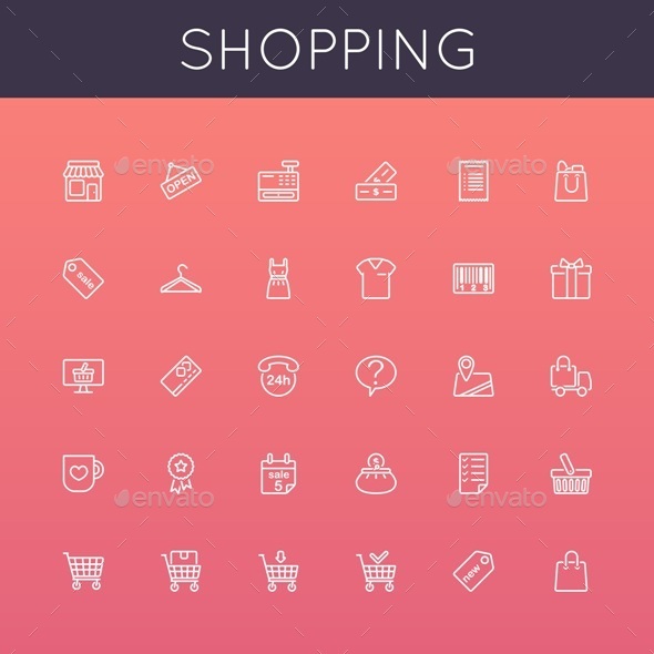 Vector Shopping Line Icons - Business Icons