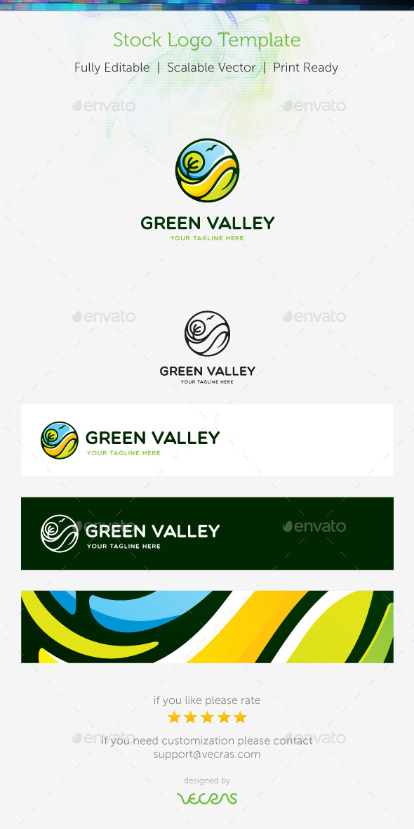 Green Valley Stock Logo Template - Nature Logo Templates