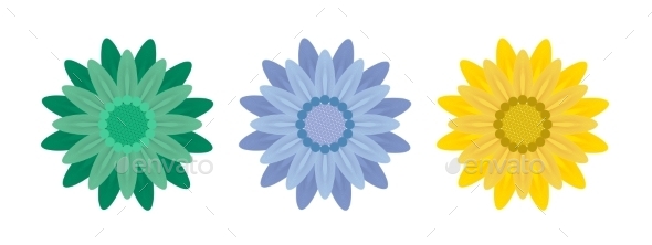 Abstract Flowers on White Background. Vector Illustration. - Flowers & Plants Nature