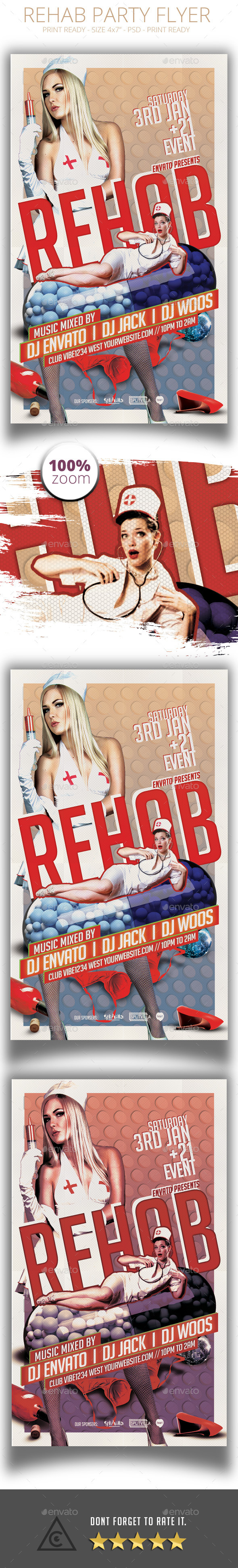 Retro Style Rehab Party Flyer - Clubs & Parties Events