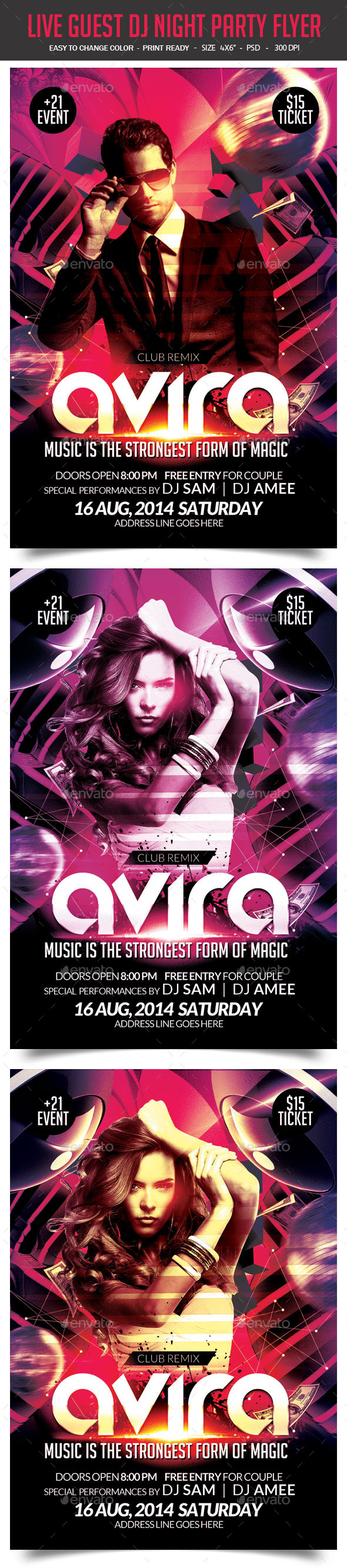 Live Guest DJ Flyer Template - Clubs & Parties Events
