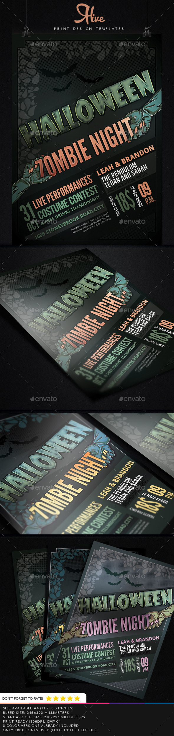 Halloween Zombie Night Flyer - Flyers Print Templates