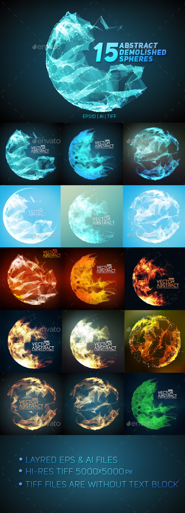 15 Abstract Demolished Spheres - Technology Conceptual