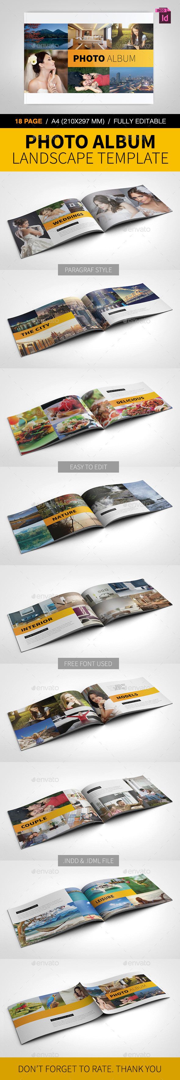 Photo Album Landscape Template - Photo Albums Print Templates