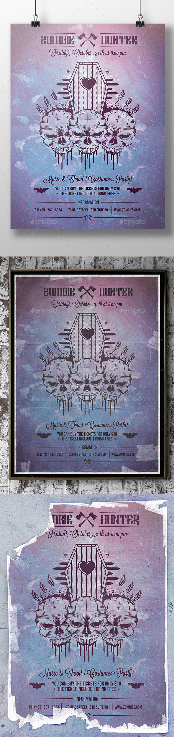Halloween Skull Poster Flyer - Concerts Events