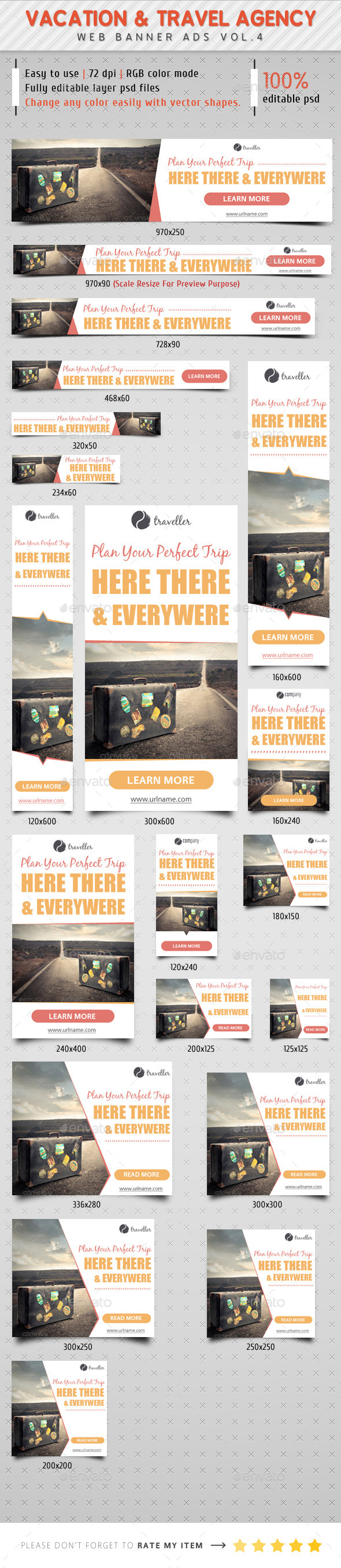Vacation & Travel Agency Ads Vol.4 - Banners & Ads Web Elements