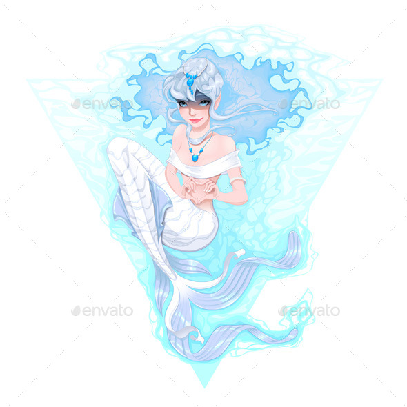 Mermaid marking the Heart with her Hands. - Characters Vectors