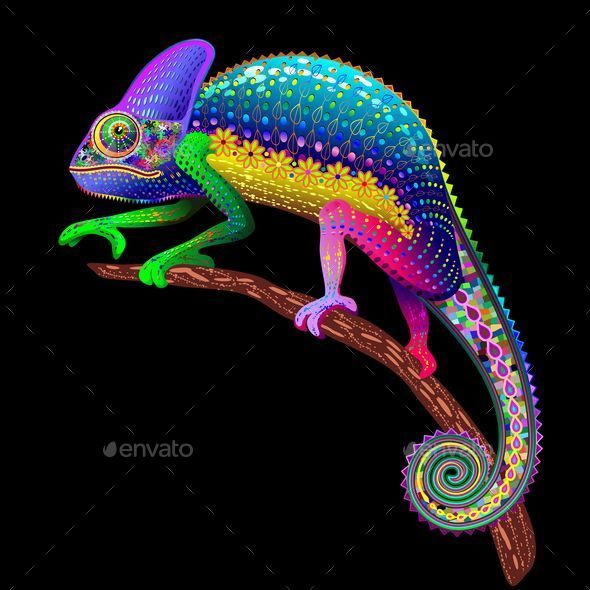 Chameleon Fantasy Rainbow Colors - Animals Characters