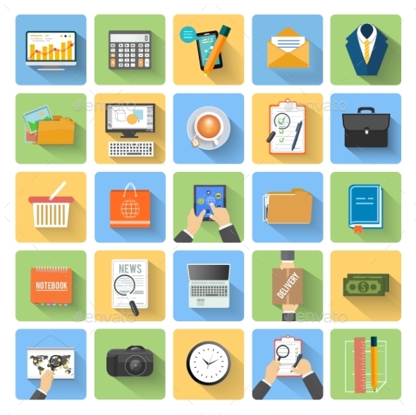 Business, Office and Marketing Items Icons - Concepts Business