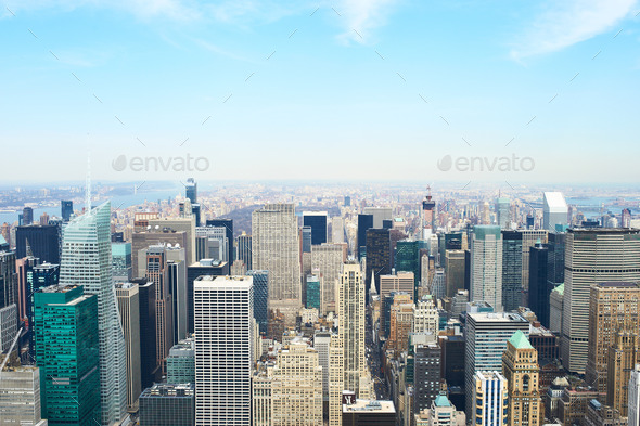 Cityscape view of Manhattan from Empire State Building - Stock Photo - Images