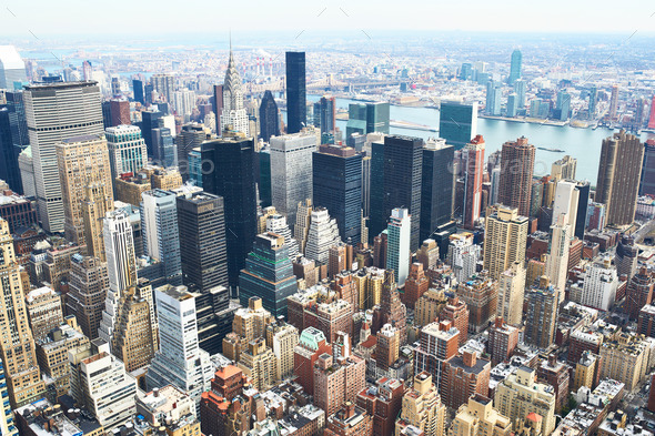 Cityscape view of Manhattan from Empire State Building - Stock Photo - Images