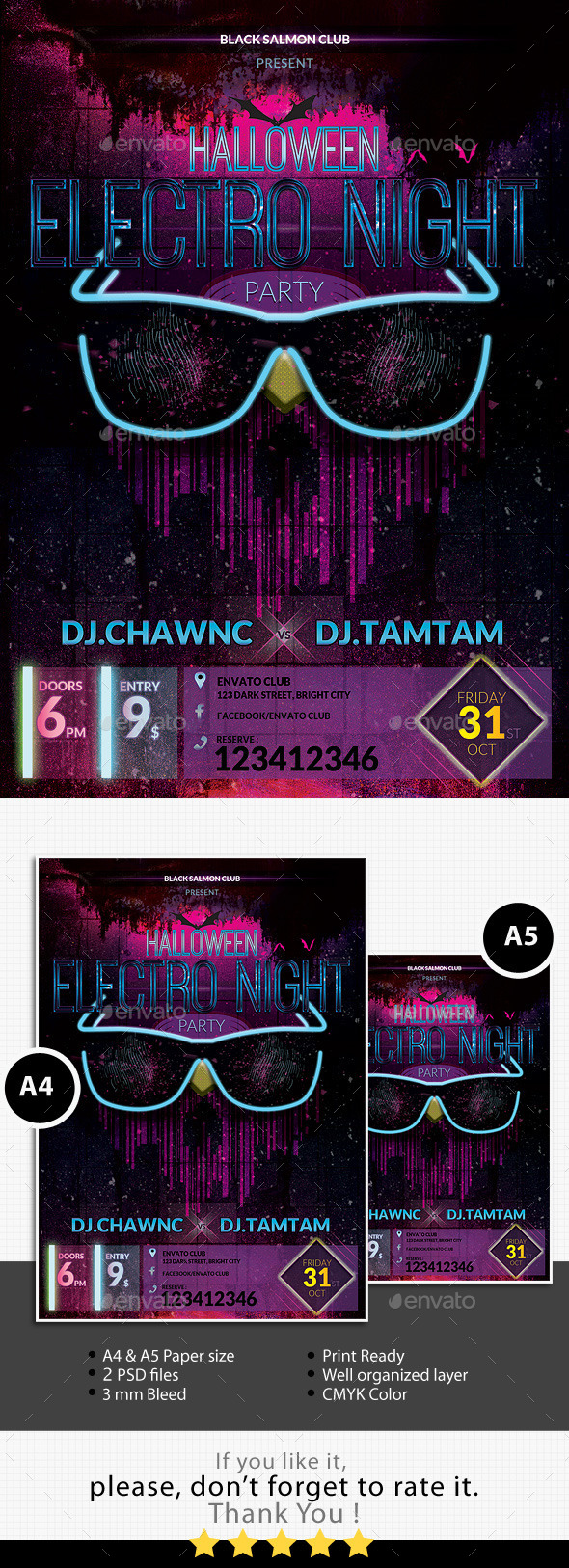 Halloween Electro Night Party Flyer - Clubs & Parties Events
